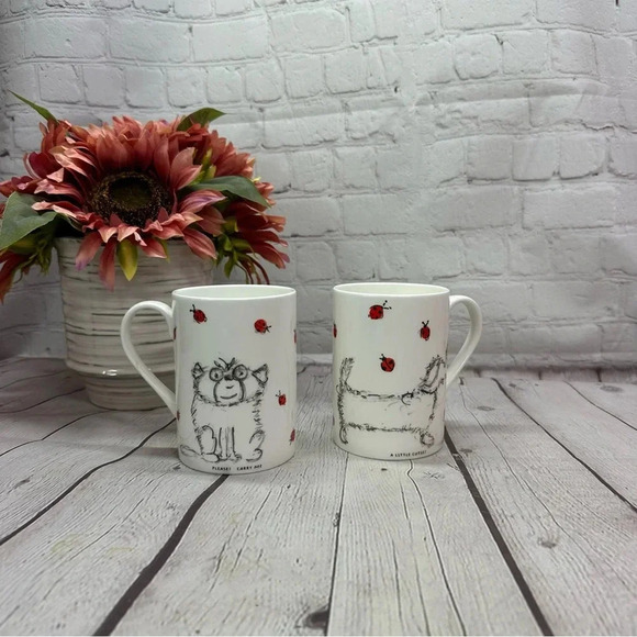 rose of england mugs with dachshund dogs and ladybugs - Picture 1 of 7